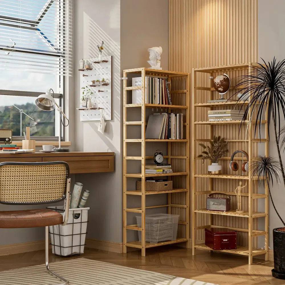 Six-Tier Bamboo Storage Rack with Adjustable Shelves