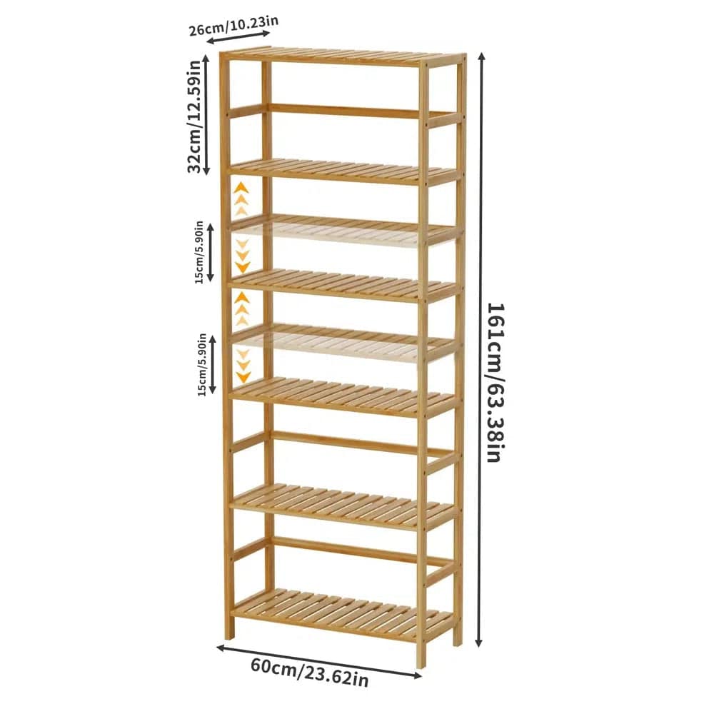 Six-Tier Bamboo Storage Rack with Adjustable Shelves