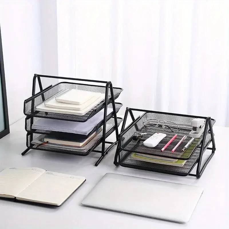 Three-Layer Metal File Tray