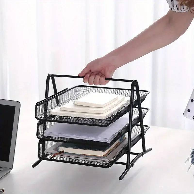Three-Layer Metal File Tray