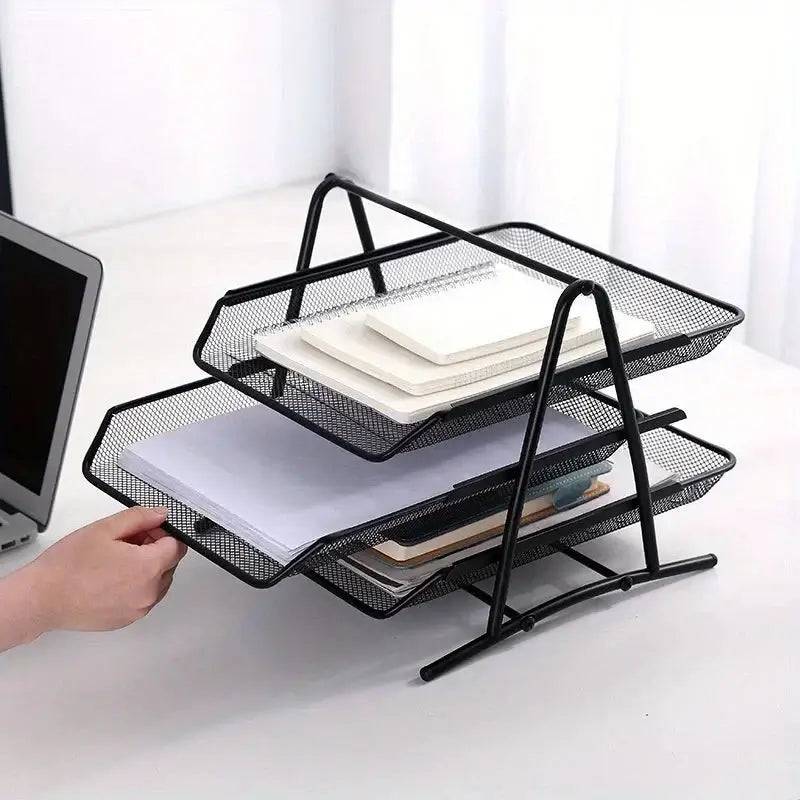 Three-Layer Metal File Tray