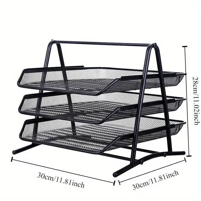 Three-Layer Metal File Tray