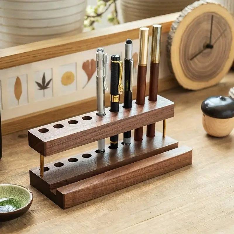 Walnut Wood Multifunction Desk Organiser