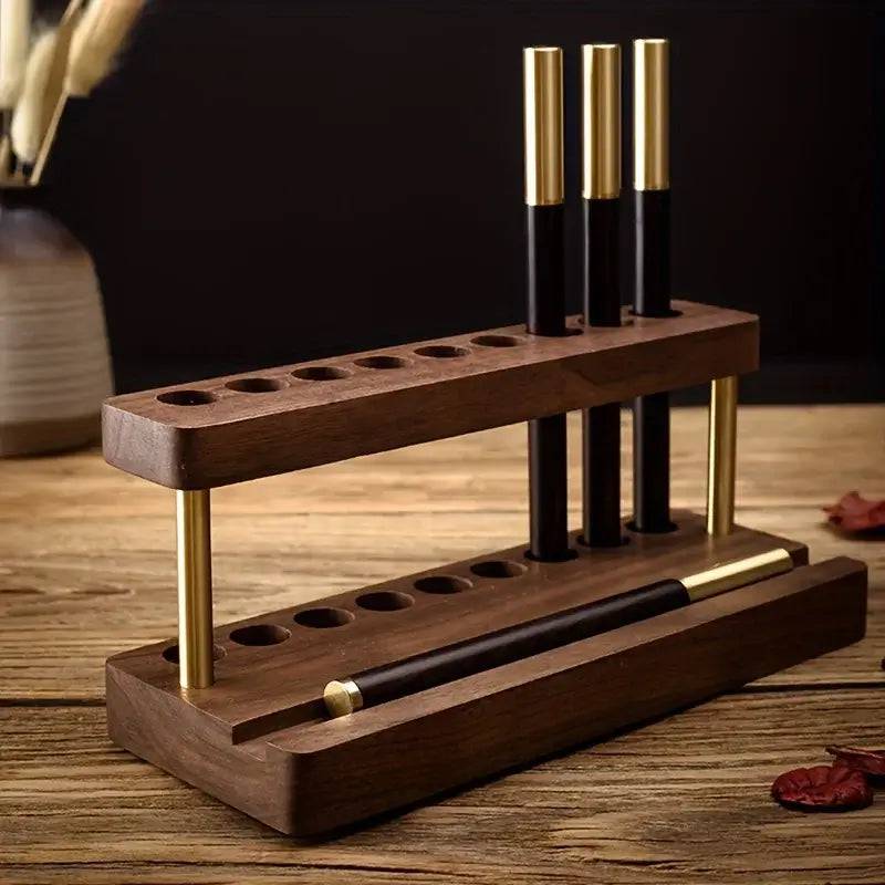 Walnut Wood Multifunction Desk Organiser