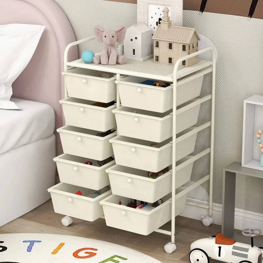 10 Drawers Rolling Utility Storage Cart