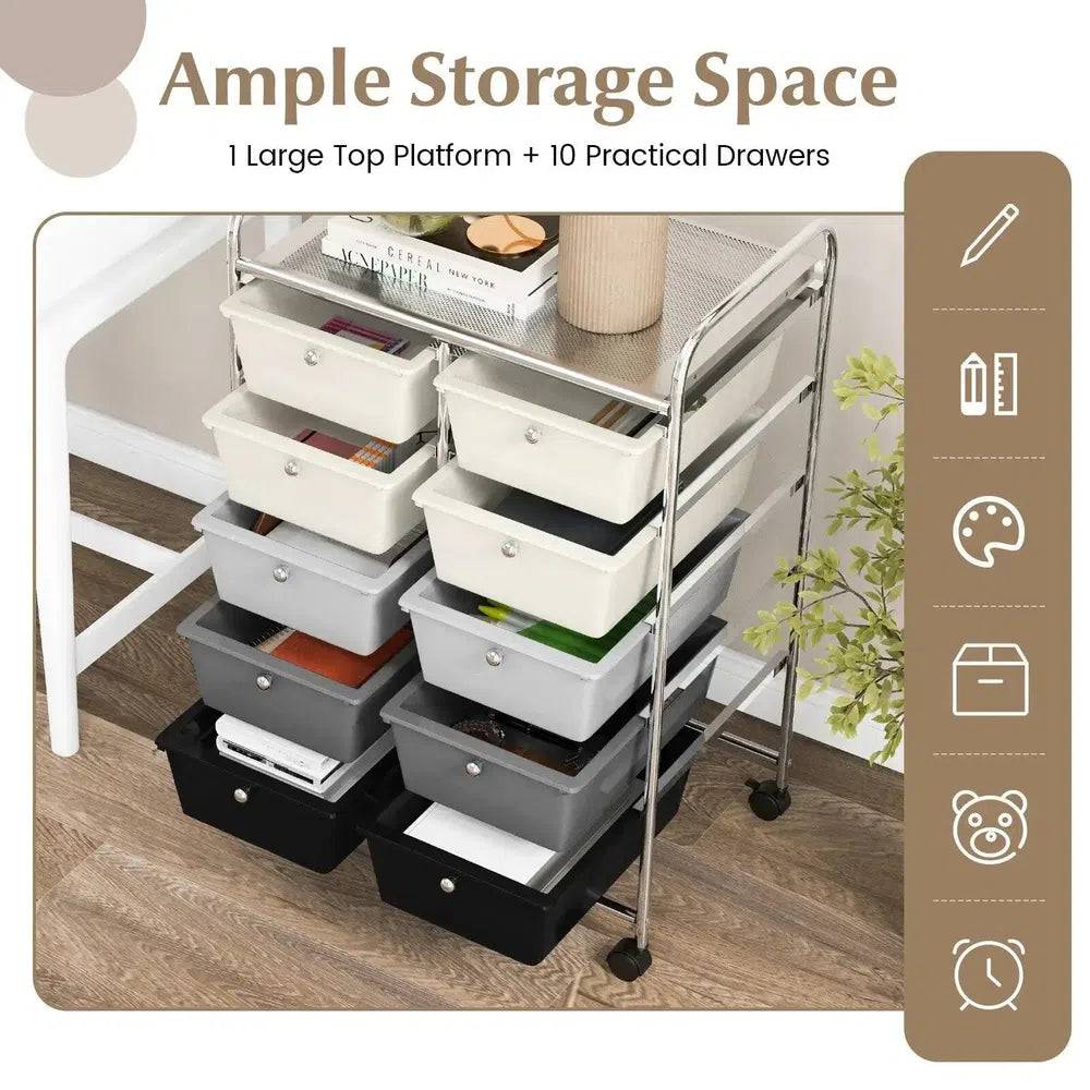 10 Drawers Rolling Utility Storage Cart