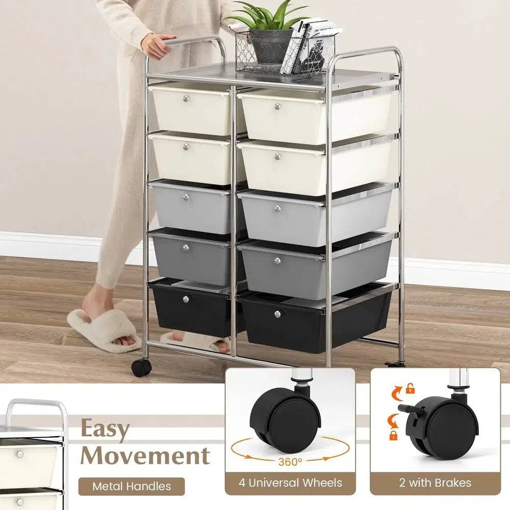 10 Drawers Rolling Utility Storage Cart