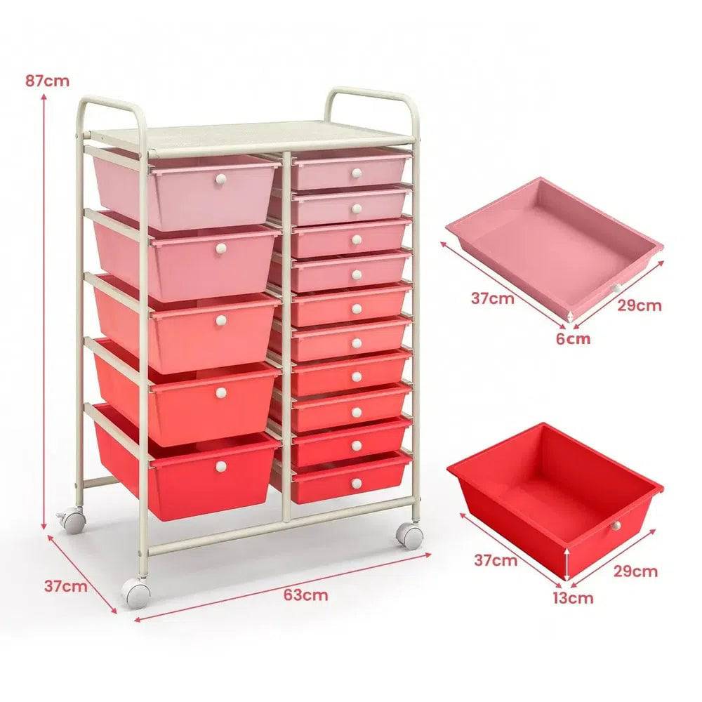 15 Drawers Rolling Utility Storage Cart