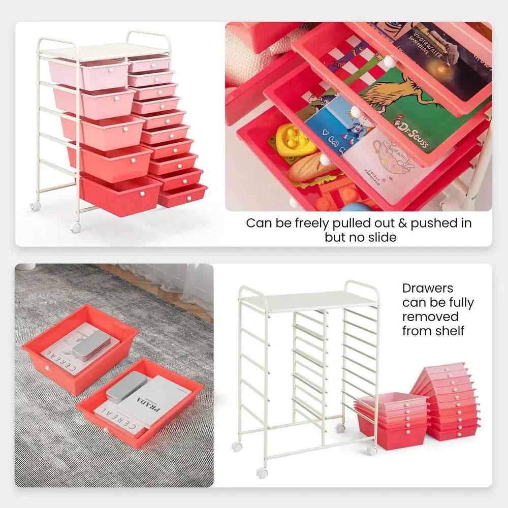 15 Drawers Rolling Utility Storage Cart