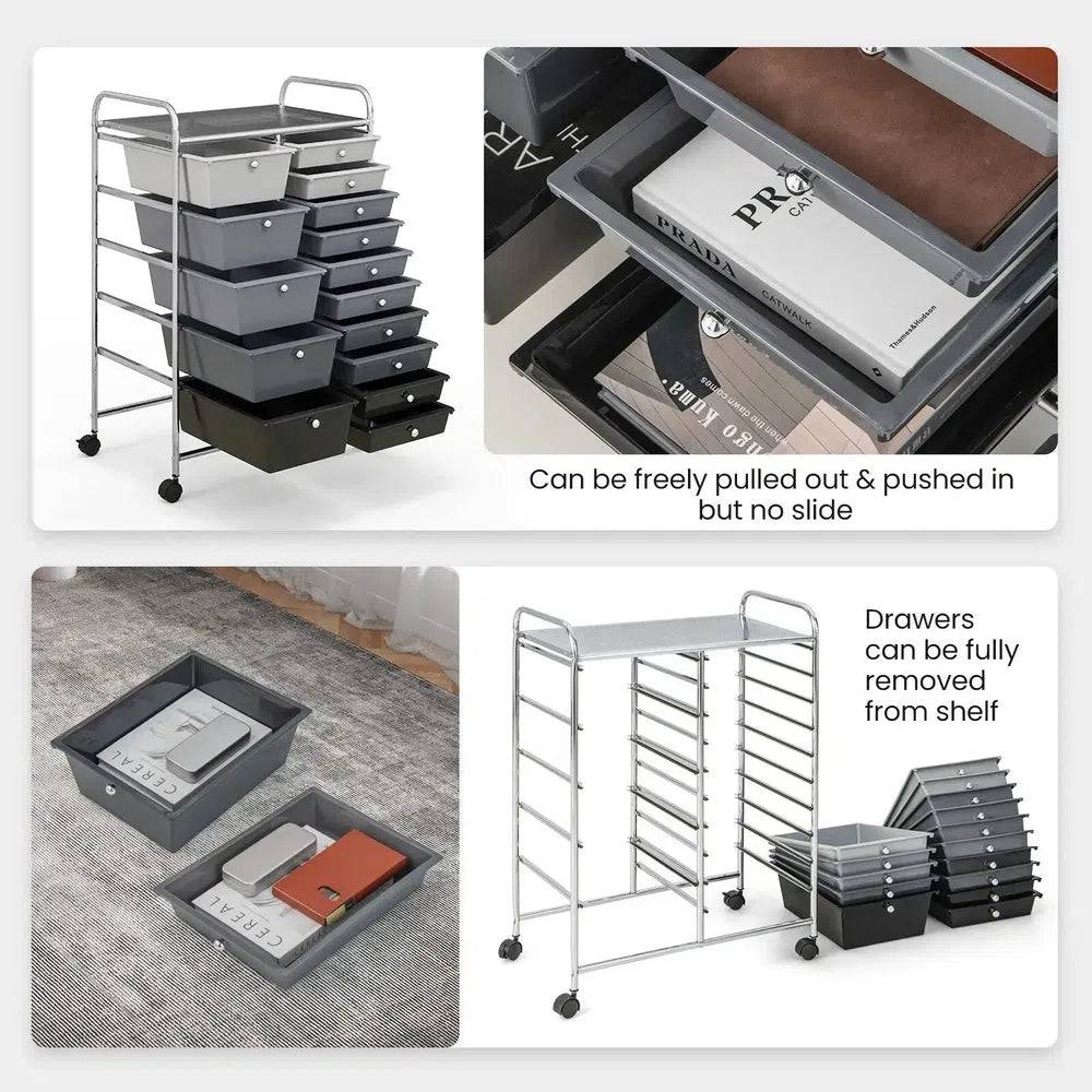 15 Drawers Rolling Utility Storage Cart