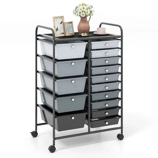 15 Drawers Rolling Utility Storage Cart
