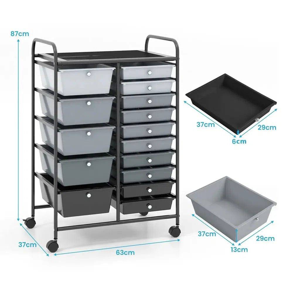 15 Drawers Rolling Utility Storage Cart
