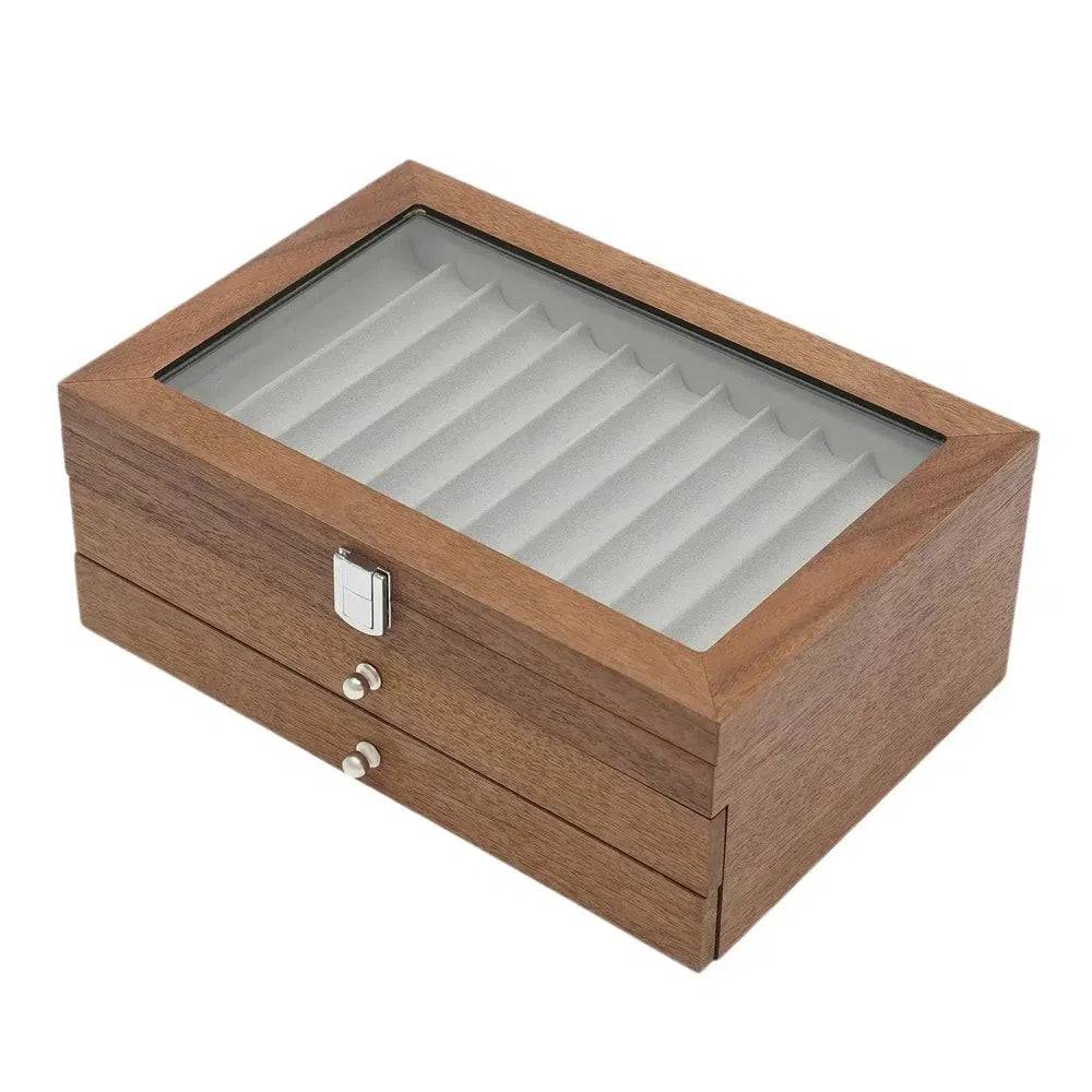 34 Slots Walnut Wood Fountain Pen Display Case