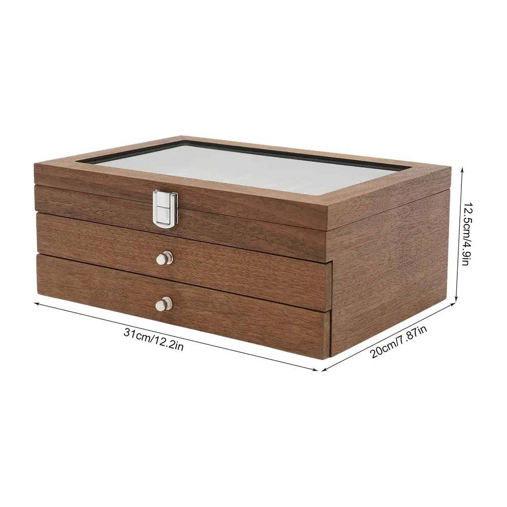 34 Slots Walnut Wood Fountain Pen Display Case