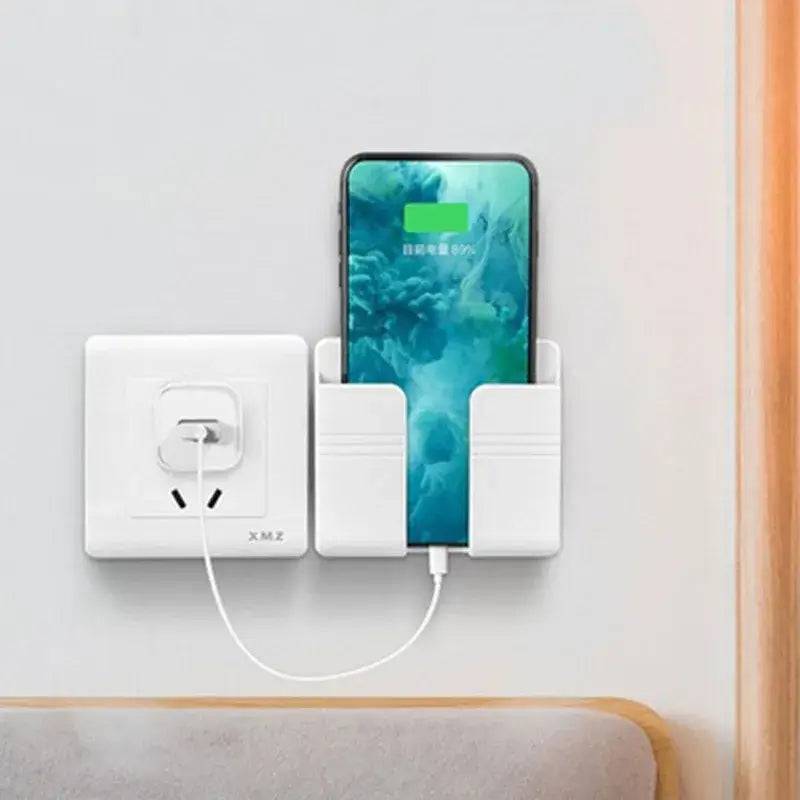 White Wall Mount Phone Plug Holder