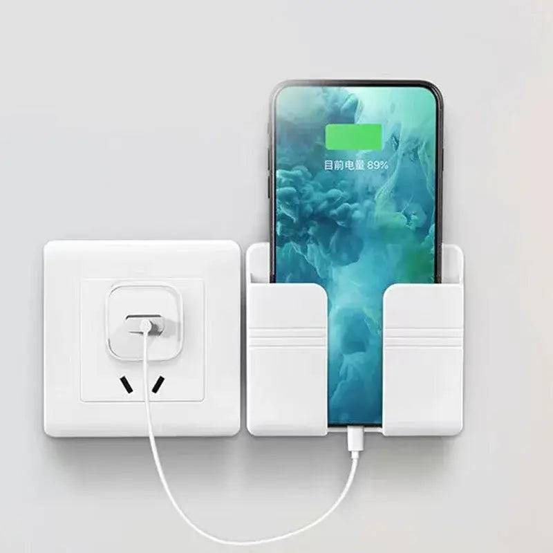 White Wall Mount Phone Plug Holder