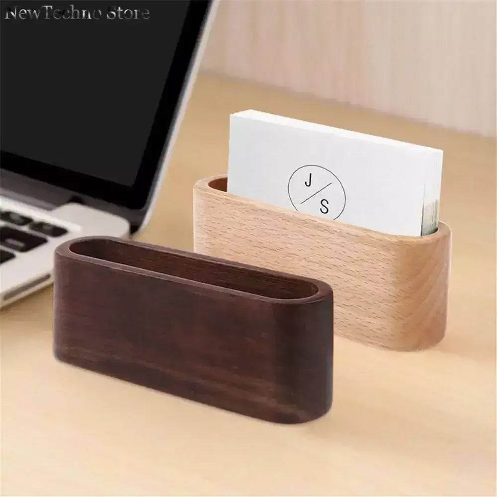 Wooden Business Card Holder Desk Organiser