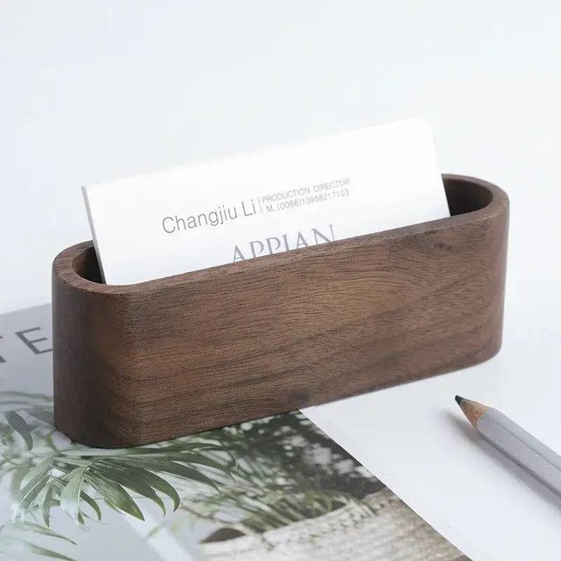 Wooden Business Card Holder Desk Organiser