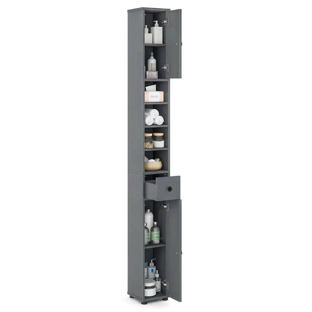 Slim Freestanding Tall Bathroom Storage Cabinet with 2 Doors