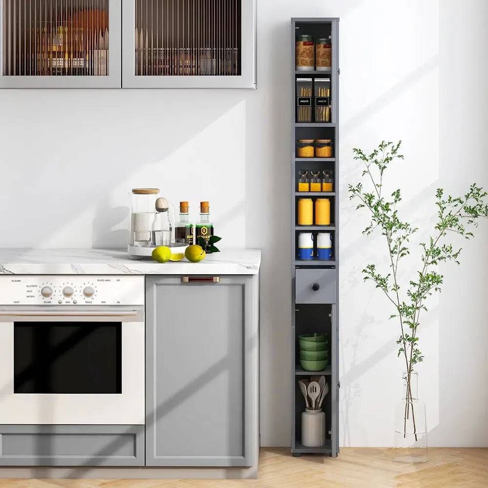 Slim Freestanding Tall Bathroom Storage Cabinet with 2 Doors
