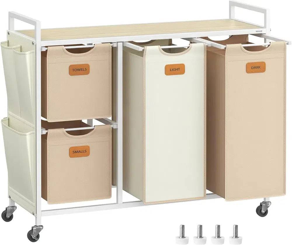Rolling Laundry Hamper with 4 Compartments
