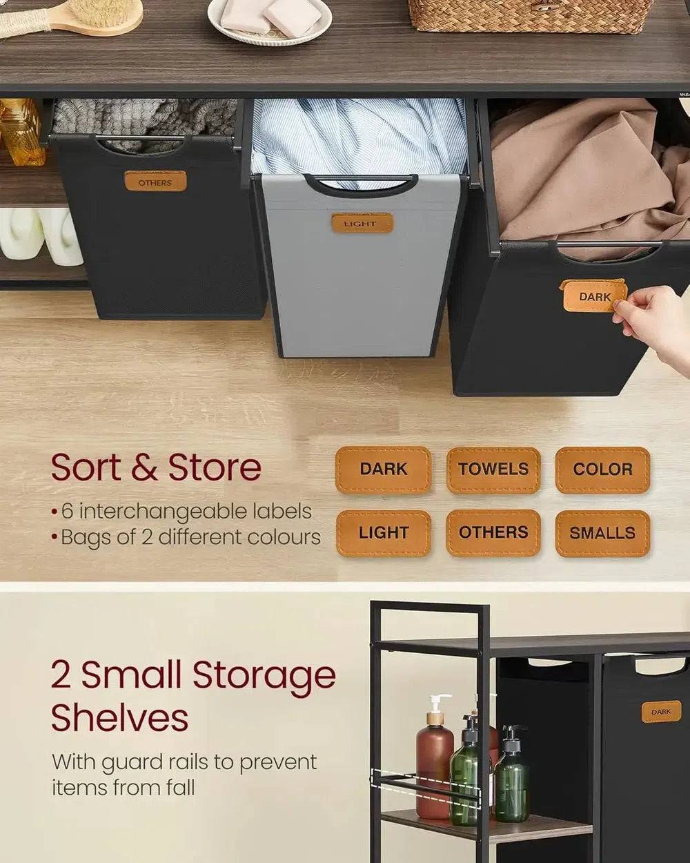 Laundry Basket with Shelves and Wheels
