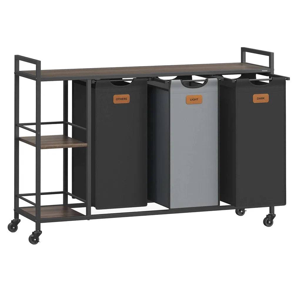 Laundry Basket with Shelves and Wheels