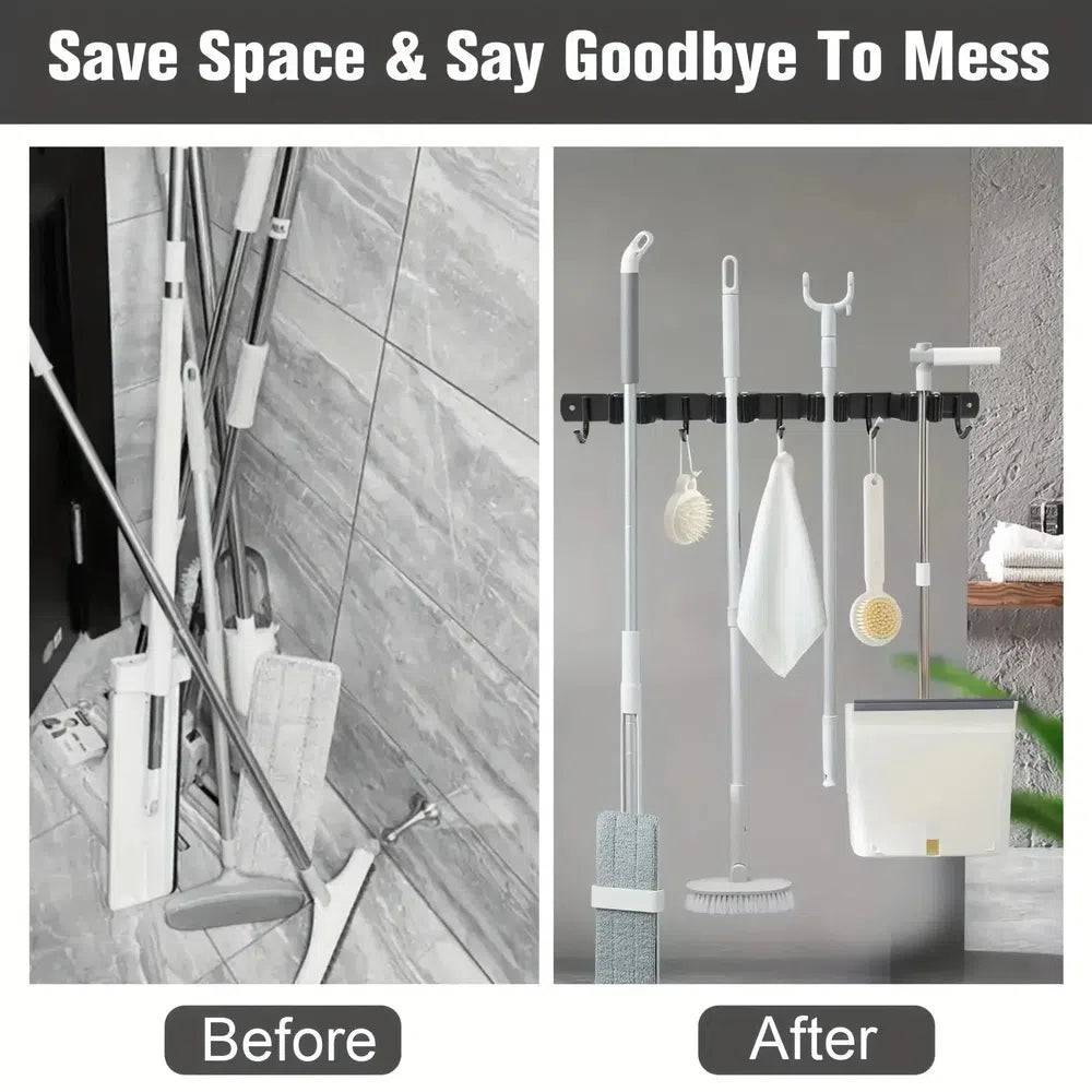 Wall-Mounted Mop & Broom Organiser