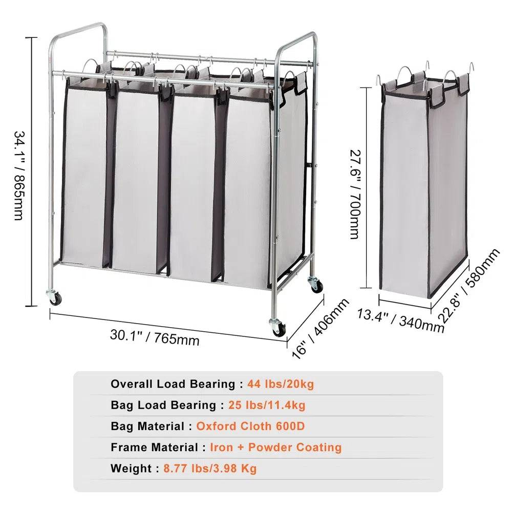 Wheeled Laundry Sorter Cart