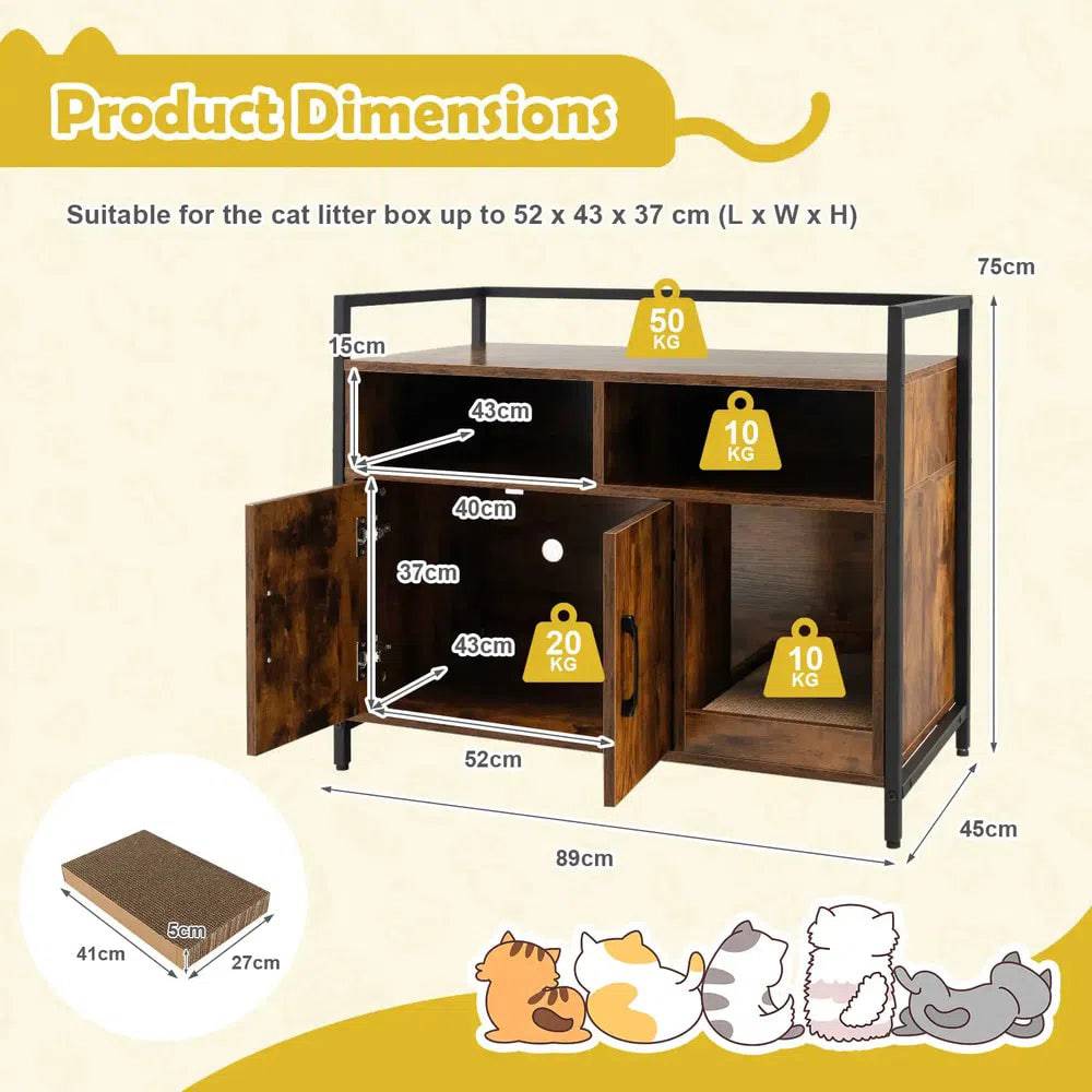 Wooden Cat Litter Box Enclosure Side Unit