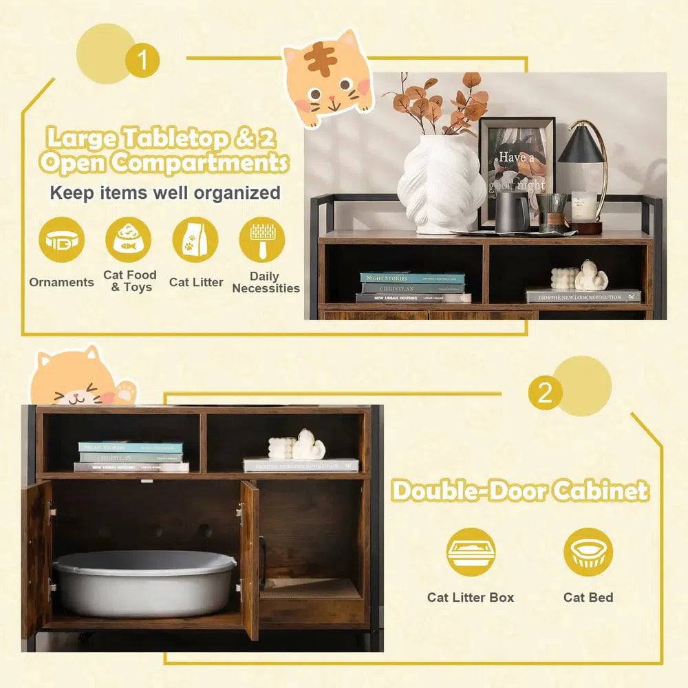 Wooden Cat Litter Box Enclosure Side Unit
