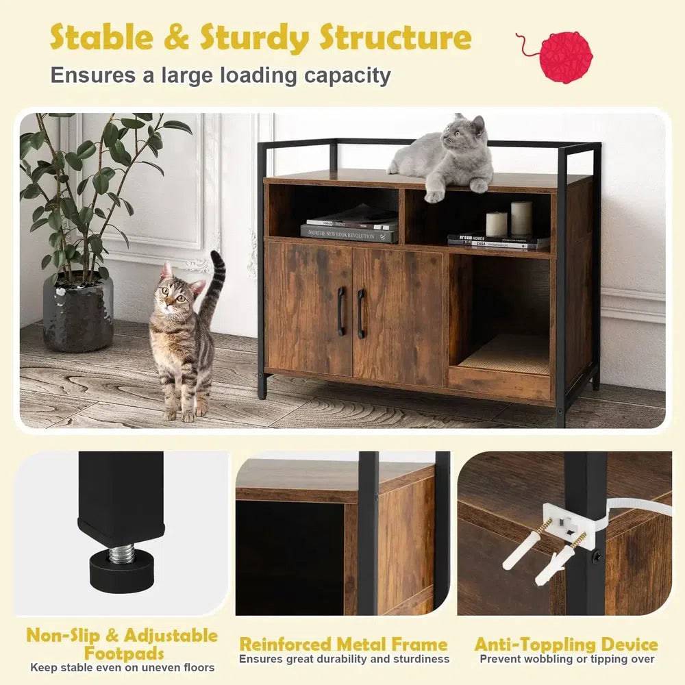 Wooden Cat Litter Box Enclosure Side Unit
