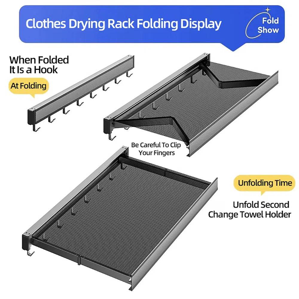Foldable Clothes and Hat Rack with Hooks