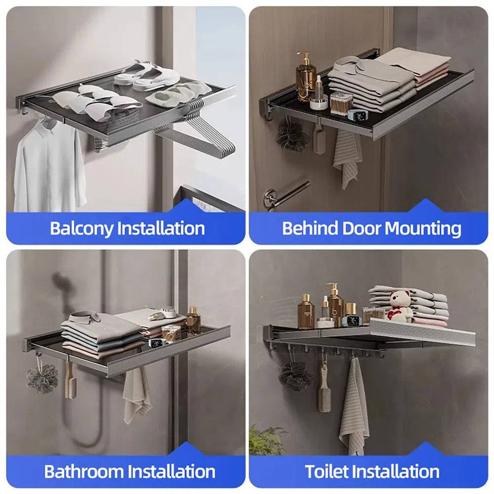 Foldable Clothes and Hat Rack with Hooks