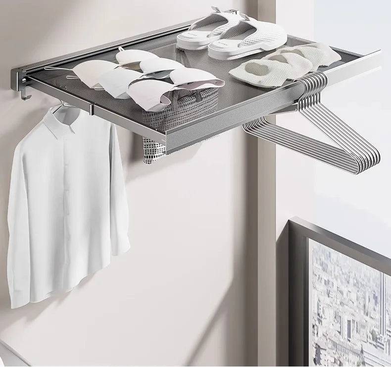 Foldable Clothes and Hat Rack with Hooks