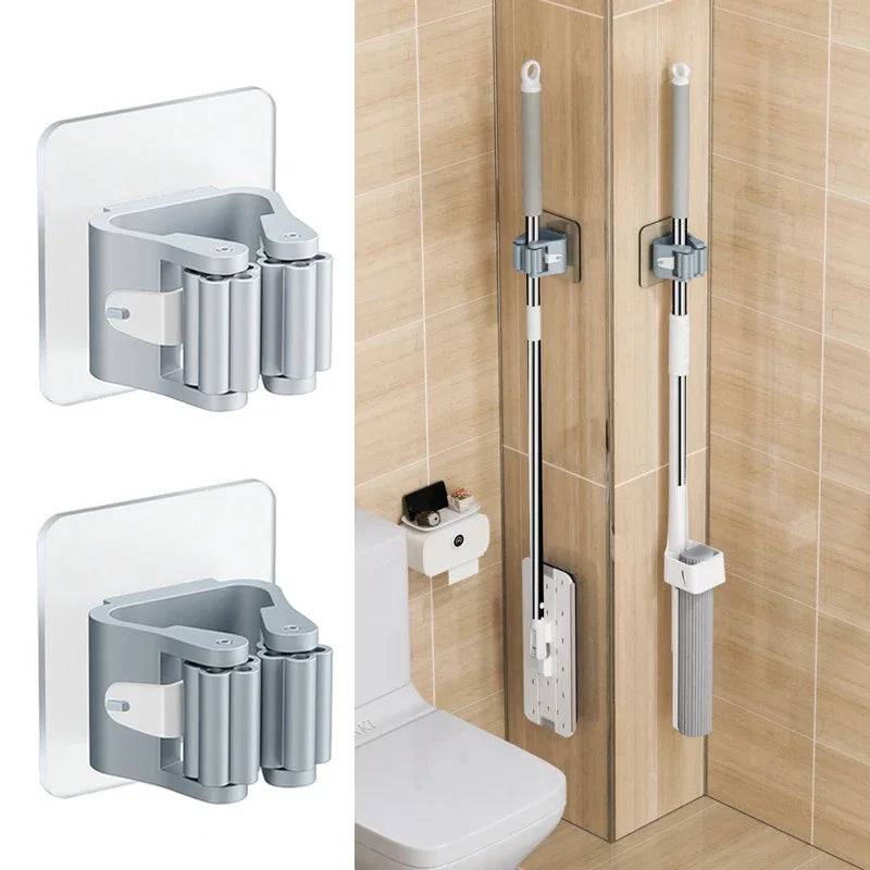 Wall-Mounted Mop and Broom Storage Rack