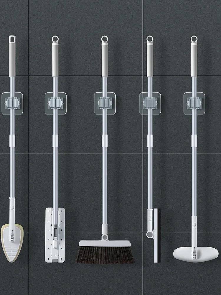 Wall-Mounted Mop and Broom Storage Rack