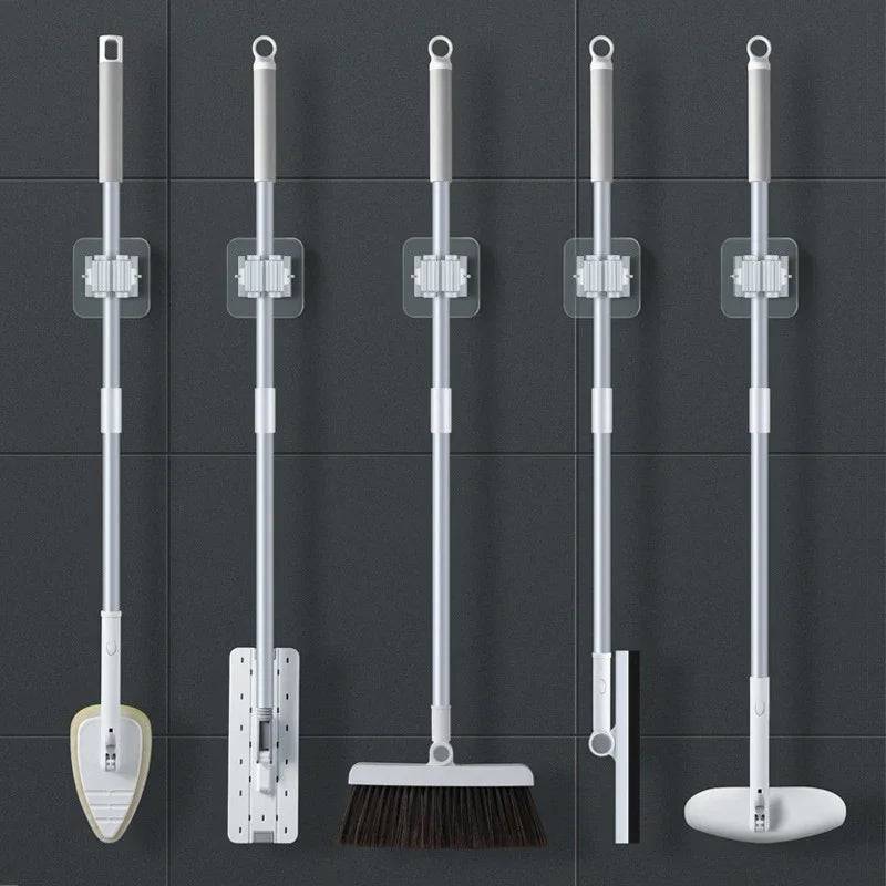 Wall-Mounted Mop and Broom Storage Rack