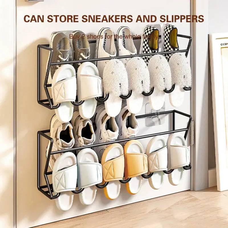 Wall-Mounted Aluminium Slipper Rack Hanging Holder