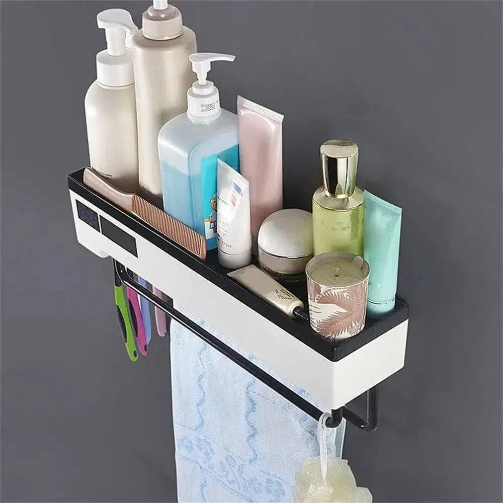 Wall-Mounted Electric Towel Hanging Rack with Storage Shelf