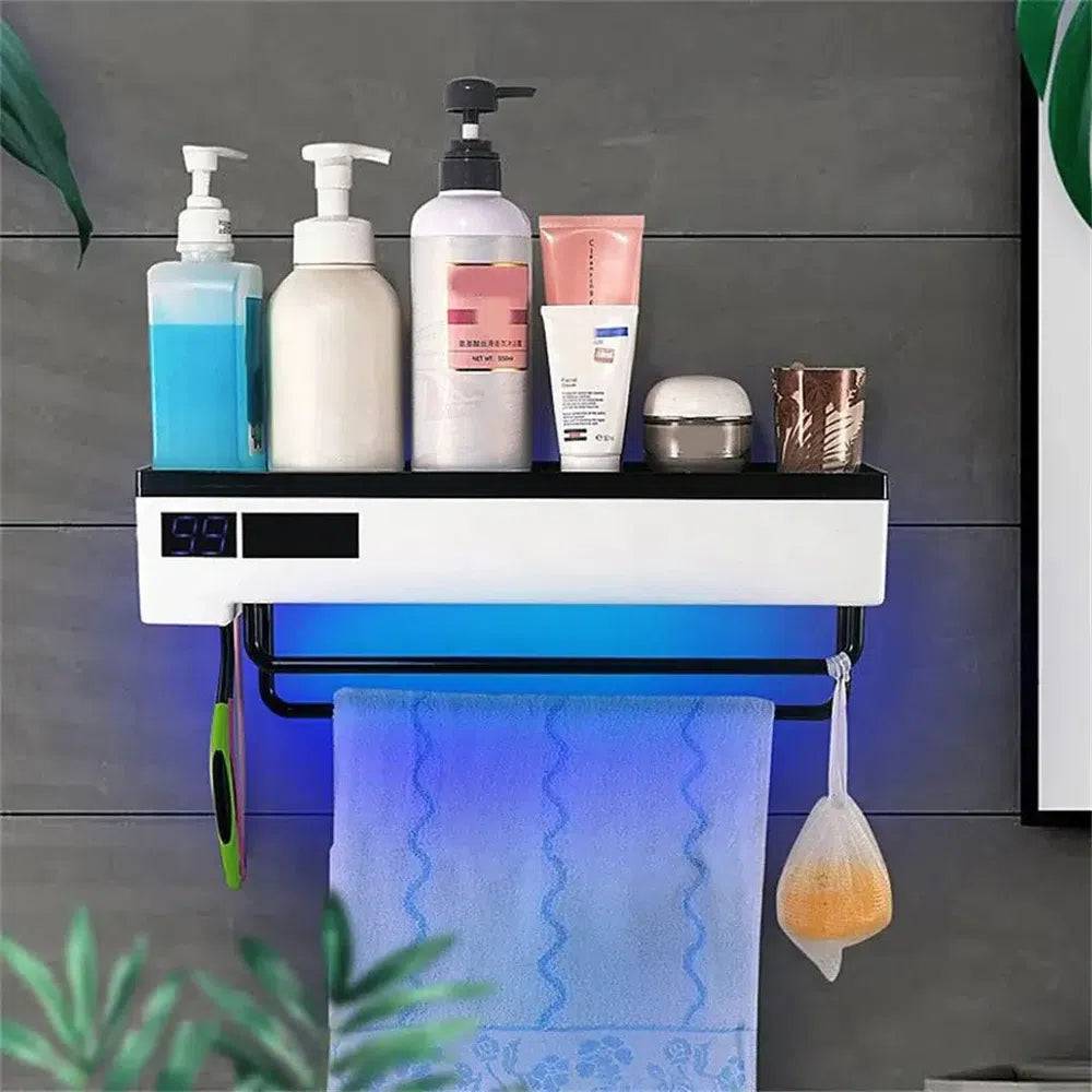 Wall-Mounted Electric Towel Hanging Rack with Storage Shelf