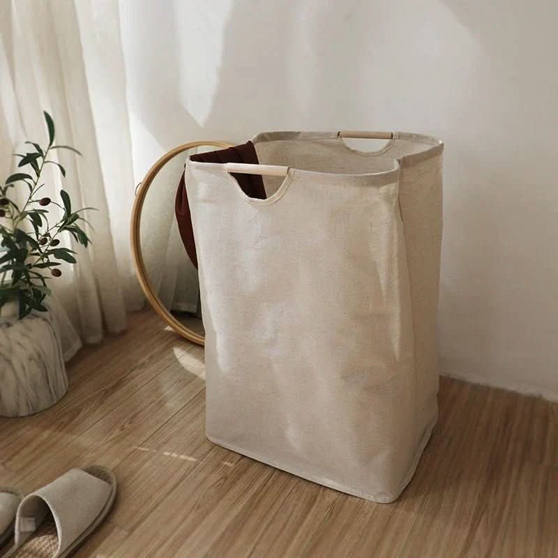 LuxeFold Hamper – Elegant Cotton-Linen Laundry Organizer