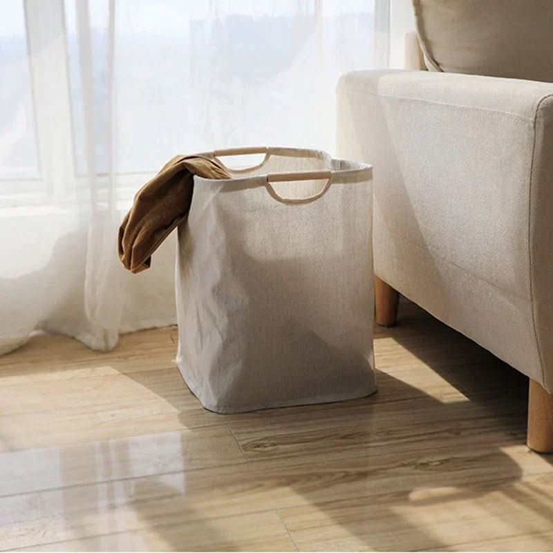 LuxeFold Hamper – Elegant Cotton-Linen Laundry Organizer