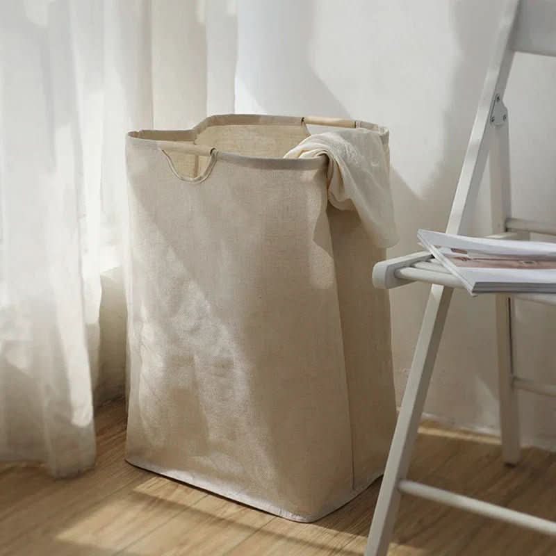 LuxeFold Hamper – Elegant Cotton-Linen Laundry Organizer