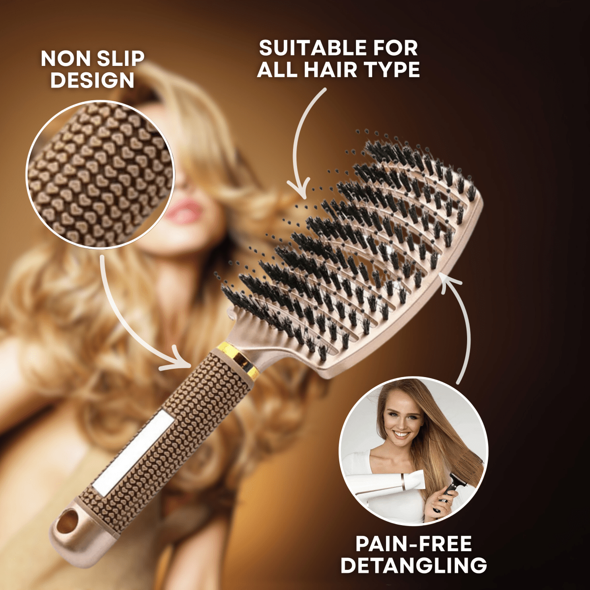 GLIMBRUSH – Painless Detangling Hairbrush for Smooth & Shiny Hair