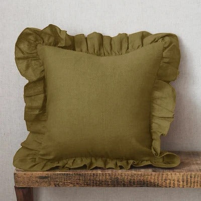 100% Pure Linen Ruffle Cushion Cover – Soft and Comfortable