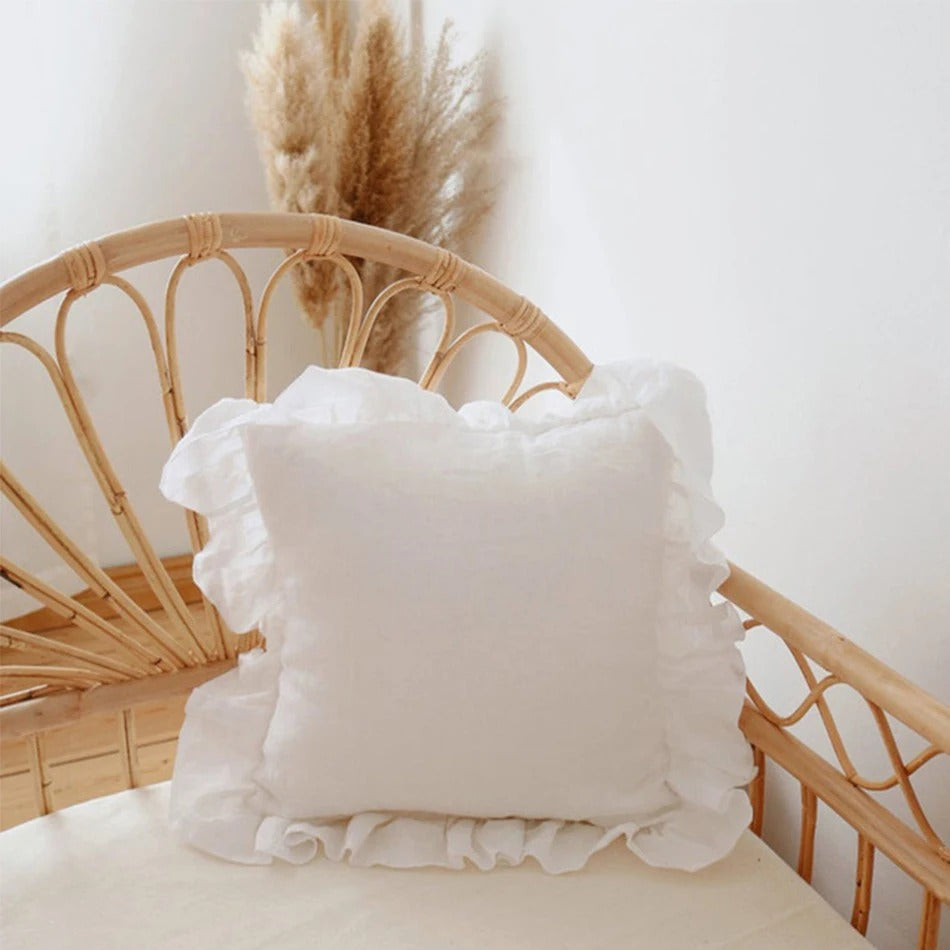 100% Pure Linen Ruffle Cushion Cover – Soft and Comfortable