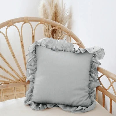 100% Pure Linen Ruffle Cushion Cover – Soft and Comfortable