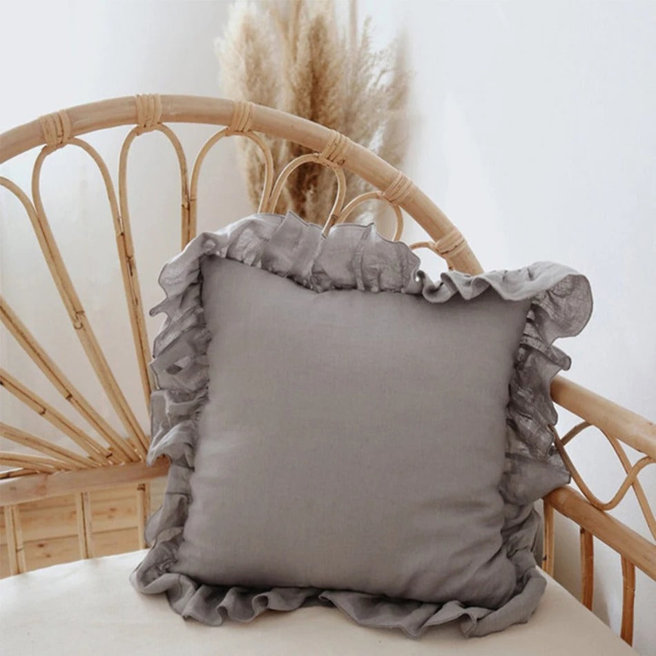 100% Pure Linen Ruffle Cushion Cover – Soft and Comfortable