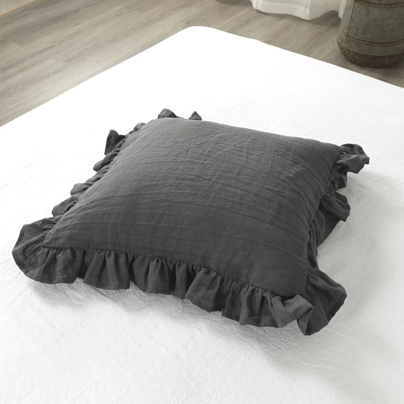 100% Pure Linen Ruffle Cushion Cover – Soft and Comfortable